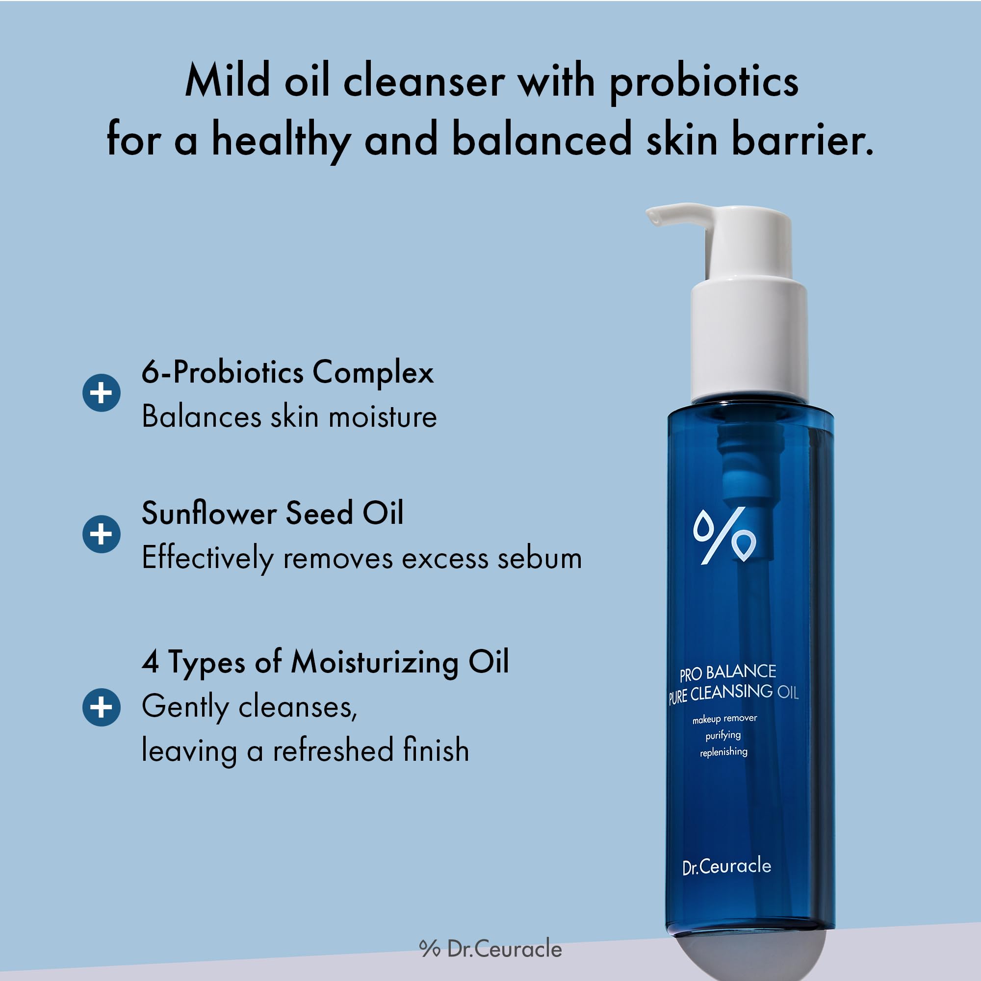 Dr. Ceuracle Pro Balance Pure Cleansing Oil, Gentle Makeup Remover with Probiotics Complex, 155ml