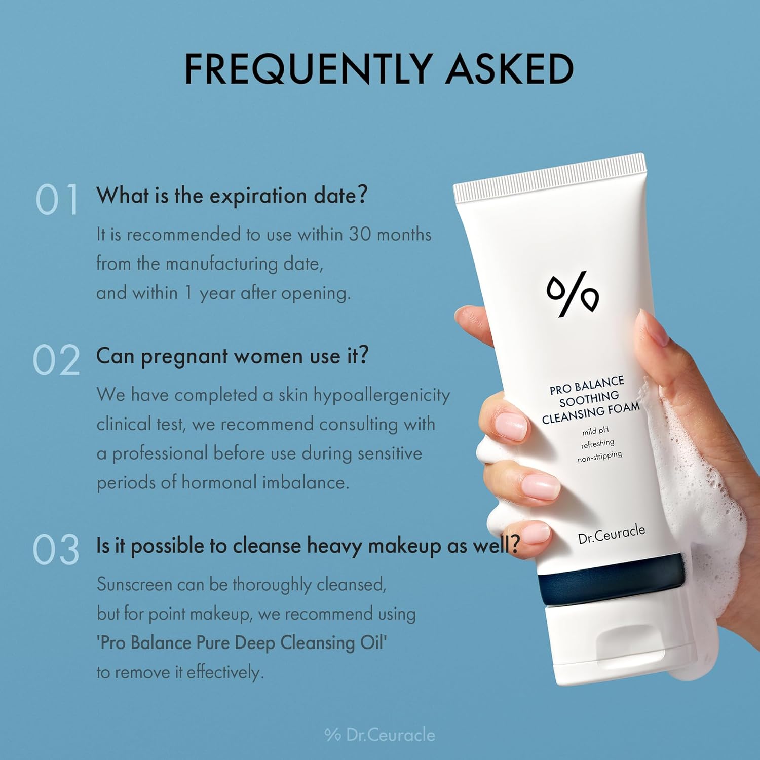 Dr. Ceuracle Pro Balance Soothing, Mild pH Gel-to-Foam Cleanser for Sensitive Skin, 150ml
