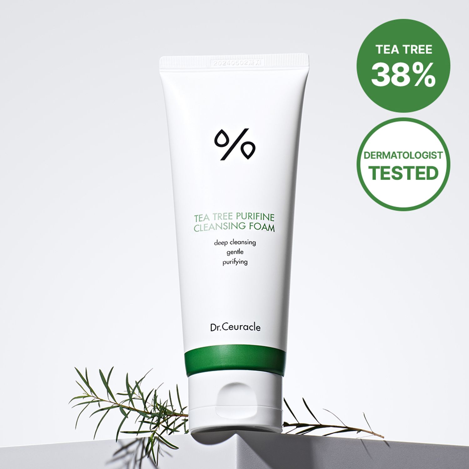 Dr. Ceuracle Tea Tree Purifine Cleansing Foam, Mild Sub-Acidic Cleanser for Sensitive Skin, 150ml