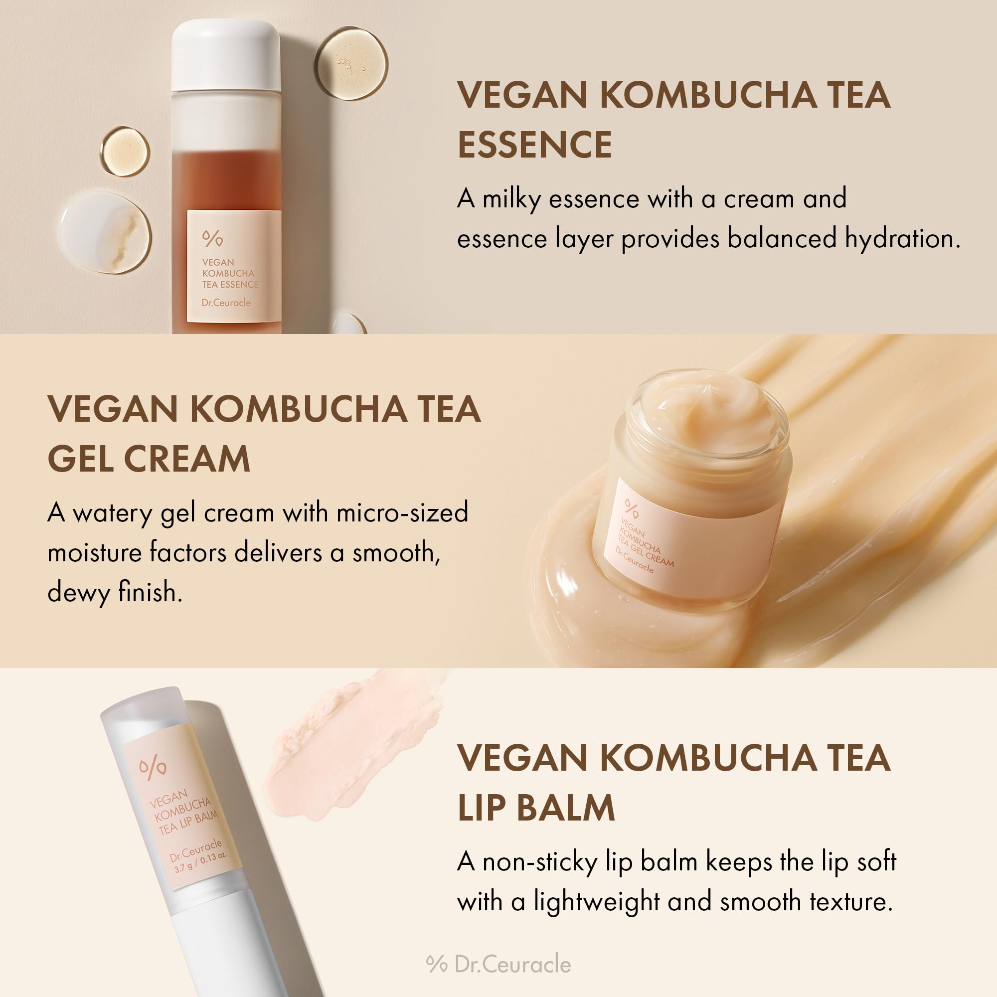 Dr. Ceuracle Vegan Kombucha Tea Special Set, Deep Hydration and Nourishing Skincare Kit