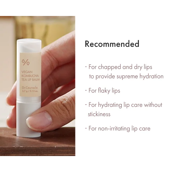 Dr. Ceuracle Vegan Kombucha Tea Lip Balm, Intensive Hydrating Repair for Dry Lips, 3. 7g