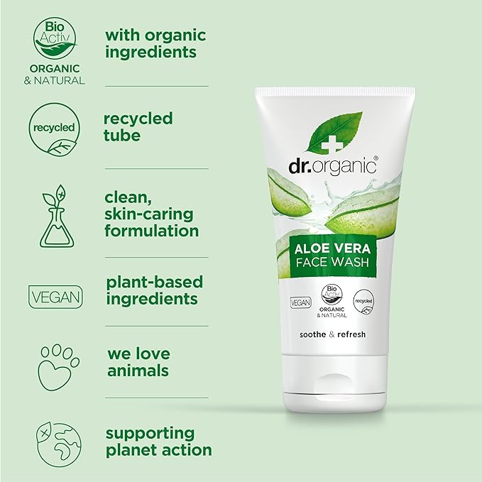 Dr. Organic Aloe Vera Face Wash, 150ml