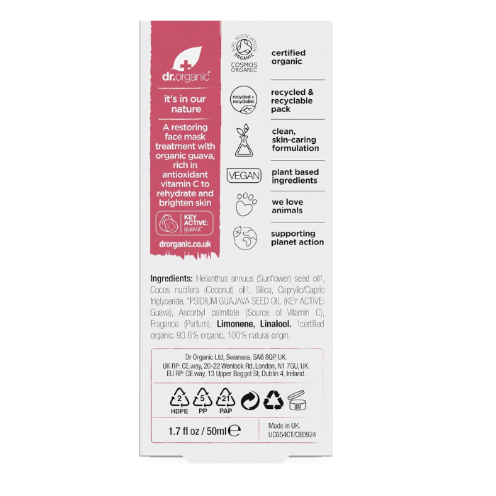 Dr Organic Guava Vitamin C Gel Face Mask 50ml