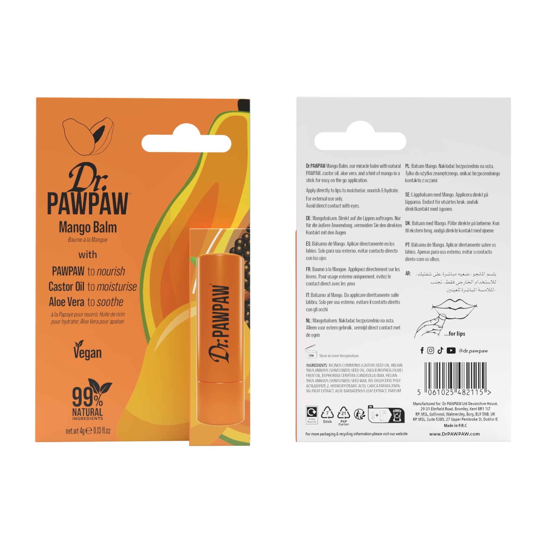 Dr PawPaw Twist Up Lip Balm Mango 4g