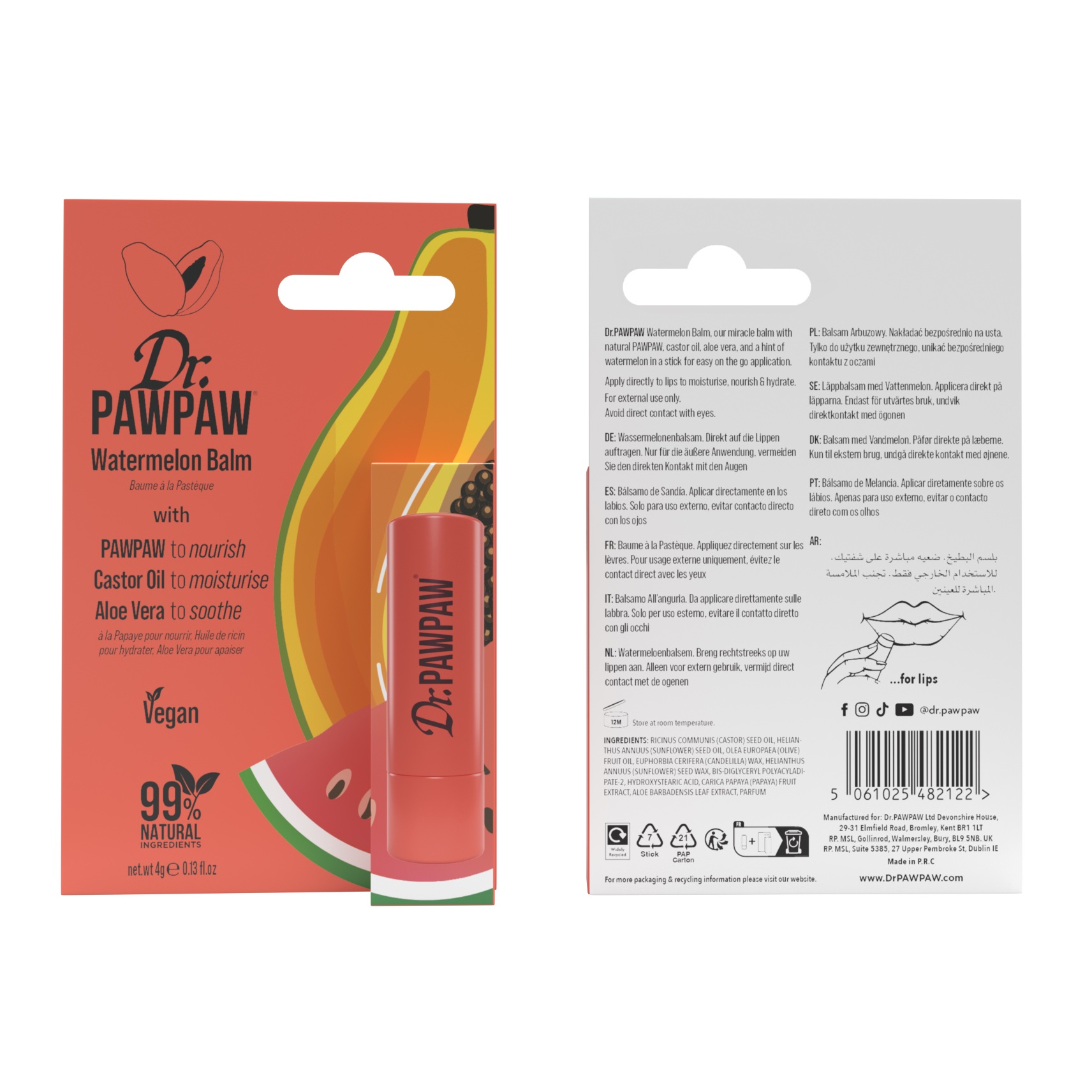 Dr PawPaw Twist Up Lip Balm Watermelon 4g