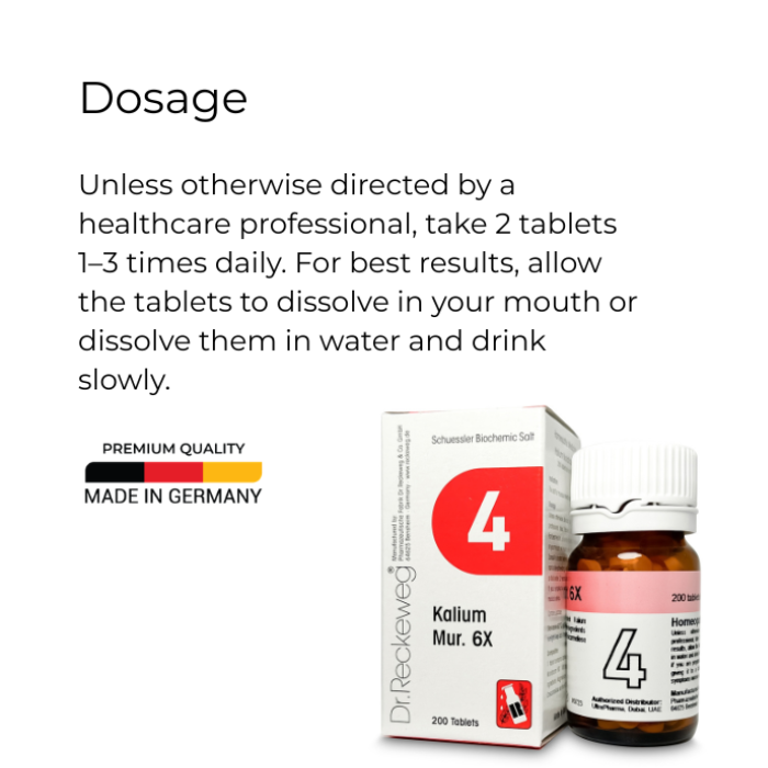 Dr Reckeweg 4 Kalium Muriaticum 6X Tab 200s