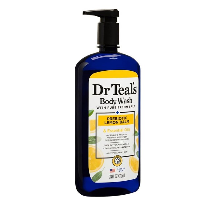 Dr Teal's Prebiotic Lemon Balm Epsom Salt Body Wash, Refreshing Cleanser, 710ml
