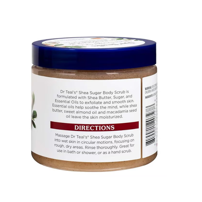 Dr Teal’s Shea Butter & Almond Oil Sugar Body Scrub, Exfoliating & Nourishing Polish, 538g