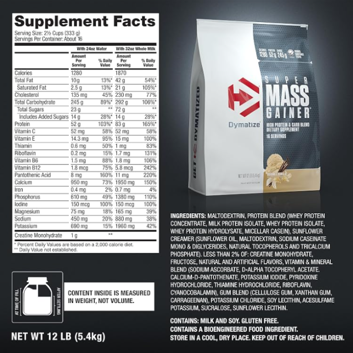 Dymatize Super Mass Gainer 12lb Vanilla