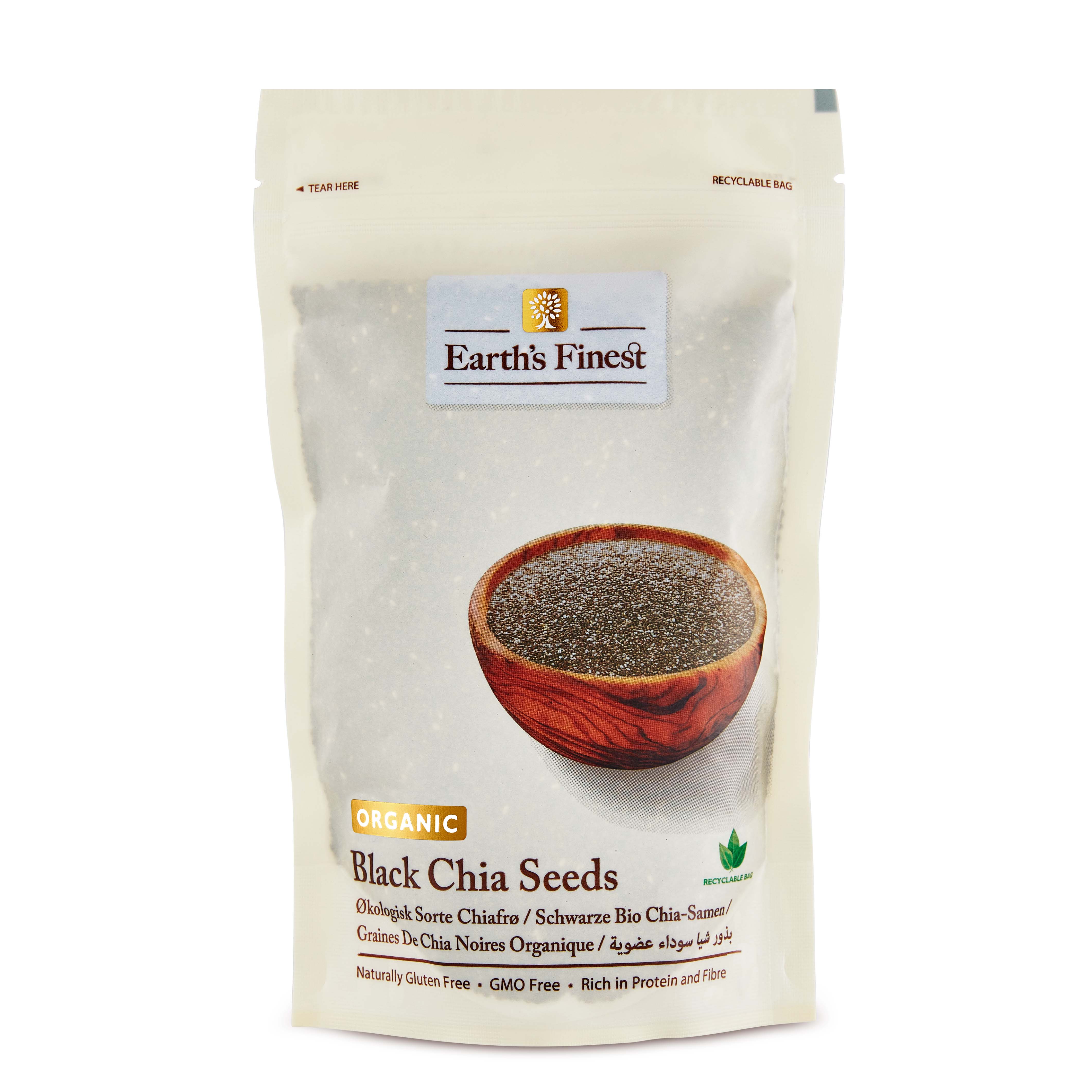 Earth’s Finest Organic Black Chia Seeds, Superfood for Baking, Smoothies, Puddings, Gluten-Free, Non-GMO, 300g