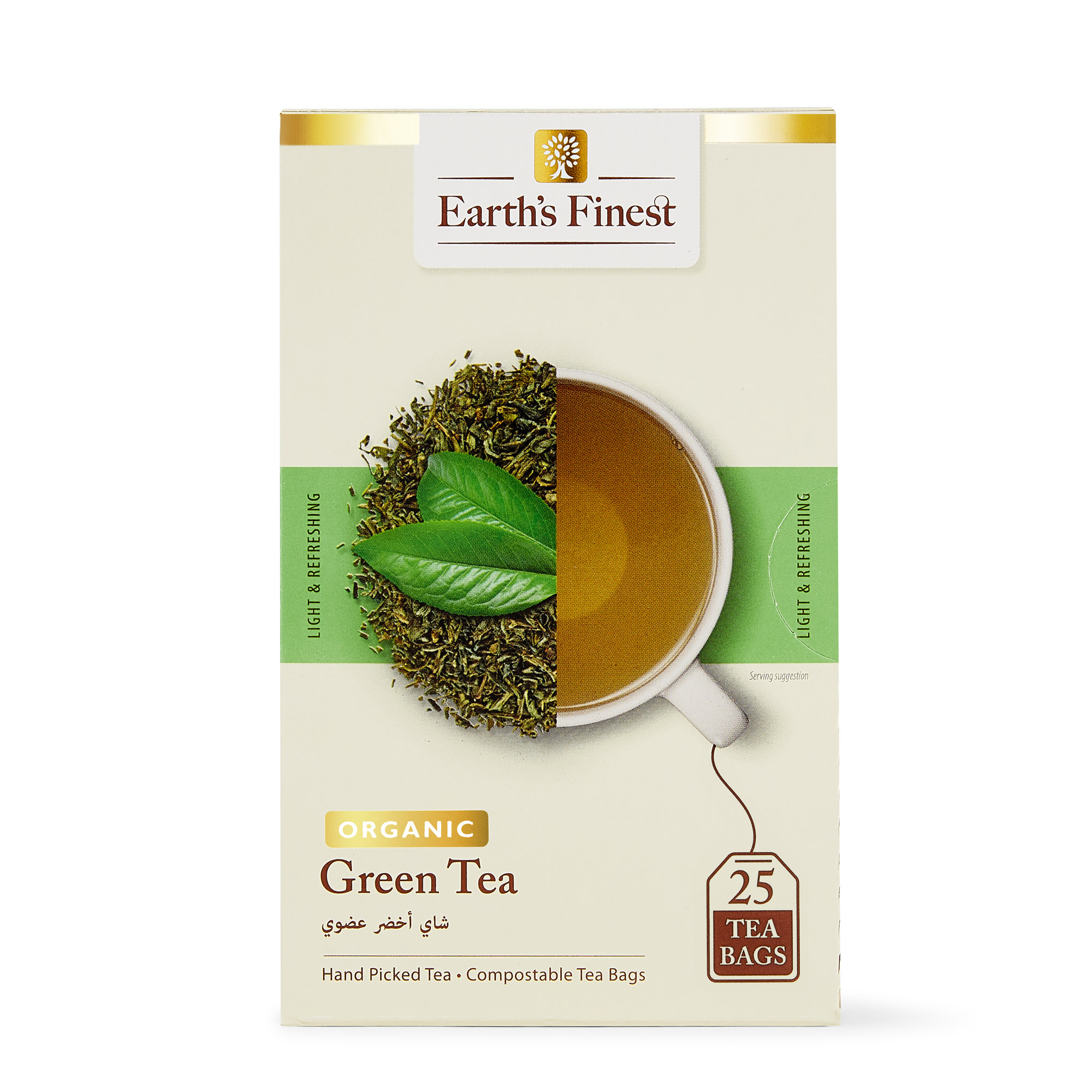 Earth’s Finest Organic Green Tea, Pure, Handpicked, Antioxidant-Rich Wellness, 25 Tea Bags