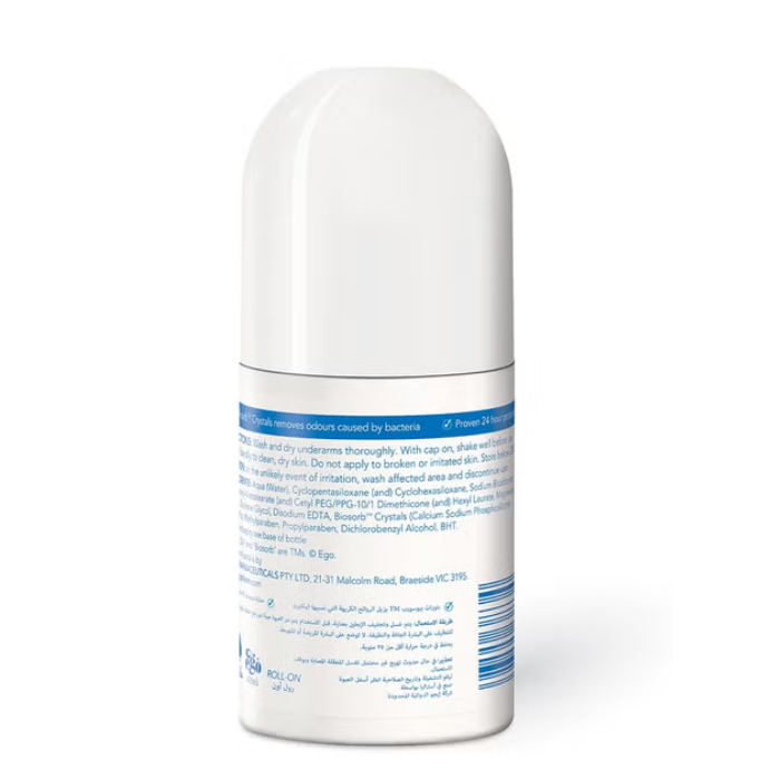 Ego QV Deodorant Roll-On, Gentle, Aluminium and Alcohol-Free, Long-Lasting Odour Protection for Sensitive Skin, 80g