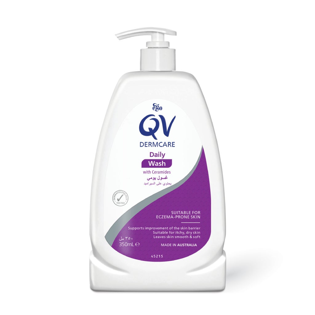 Ego QV Dermcare Daily Wash with Ceramides, Gentle Soap-Free Cleanser for Eczema-Prone Sensitive Skin, 350ml