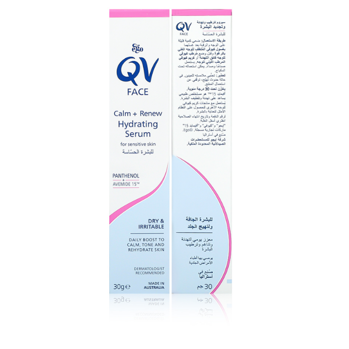 Ego QV Face Calm + Renew, Hydrating and Anti- Aging Serum for Sensitive Skin with Niacinamide, 30g