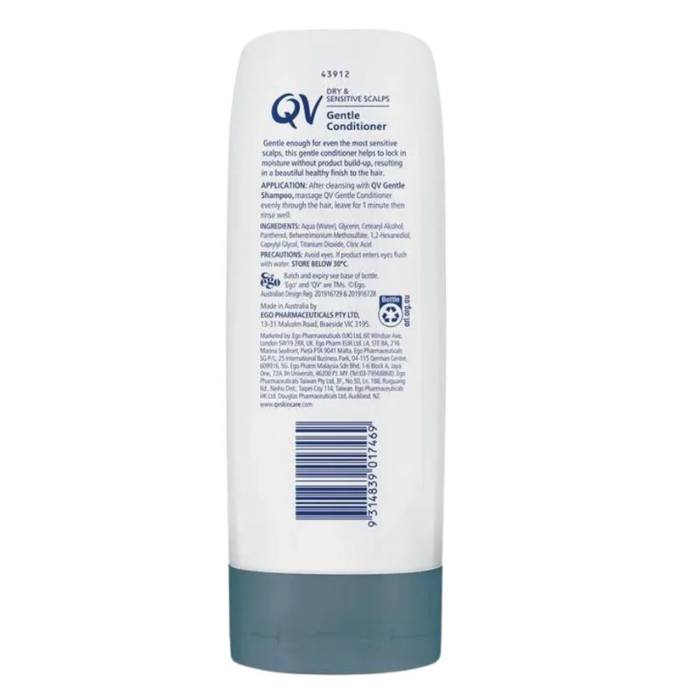 Ego QV Gentle Hair Conditioner, Hydrating for Dry, Sensitive Scalp with Glycerin and Panthenol, 250g