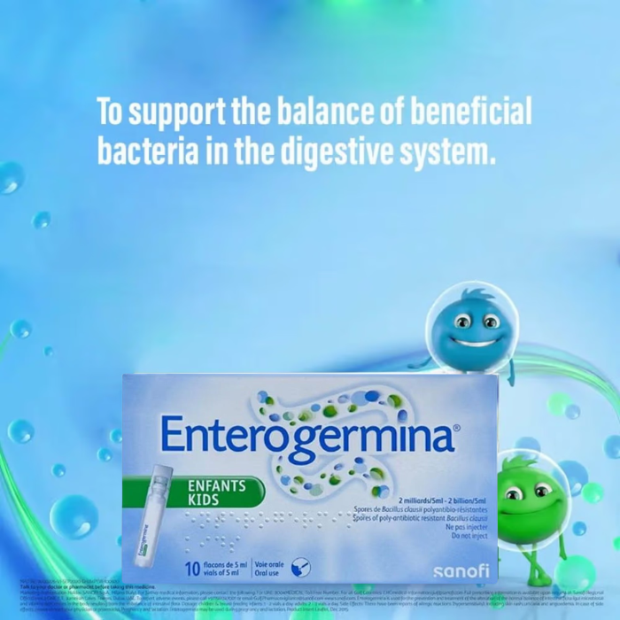 Enterogermina 5ml Suspension - Bacillus Clausii Probiotic for Diarrhea & Gut Flora Balance - 10 Vials