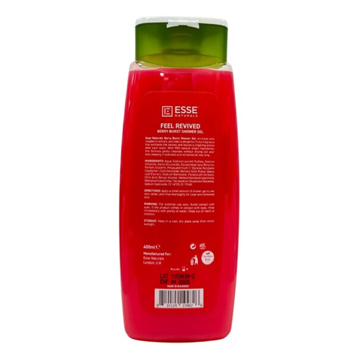 Esse Naturals Feel Revived Berry Shower Gel ,Hydrating, Refreshing & Berry-Infused Body Cleanser 400ml