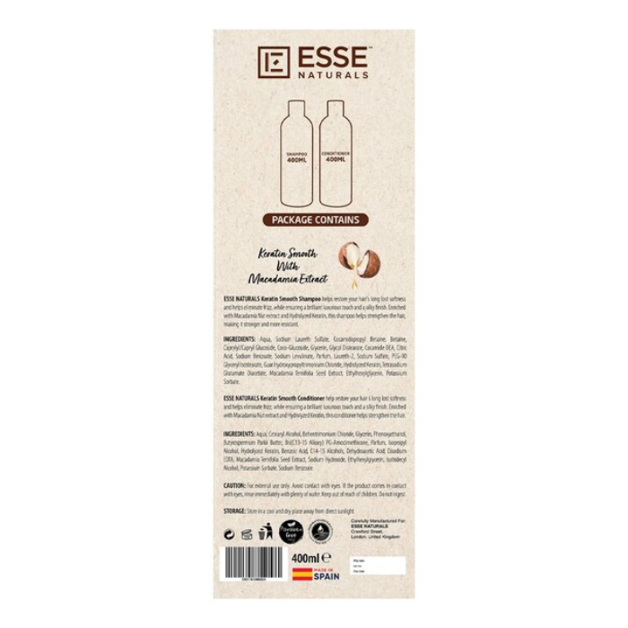 Esse Naturals Keratin Smooth Shampoo 400ml + Conditioner 400ml Promo