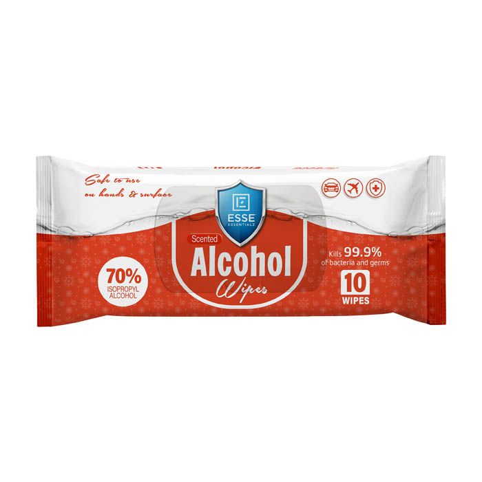 Essentialz 70% Alcohol Wipes Scented 10's