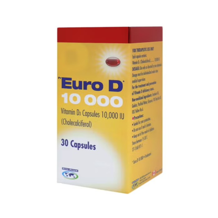 Euro D 10000 IU Vitamin D3 30's Capsules