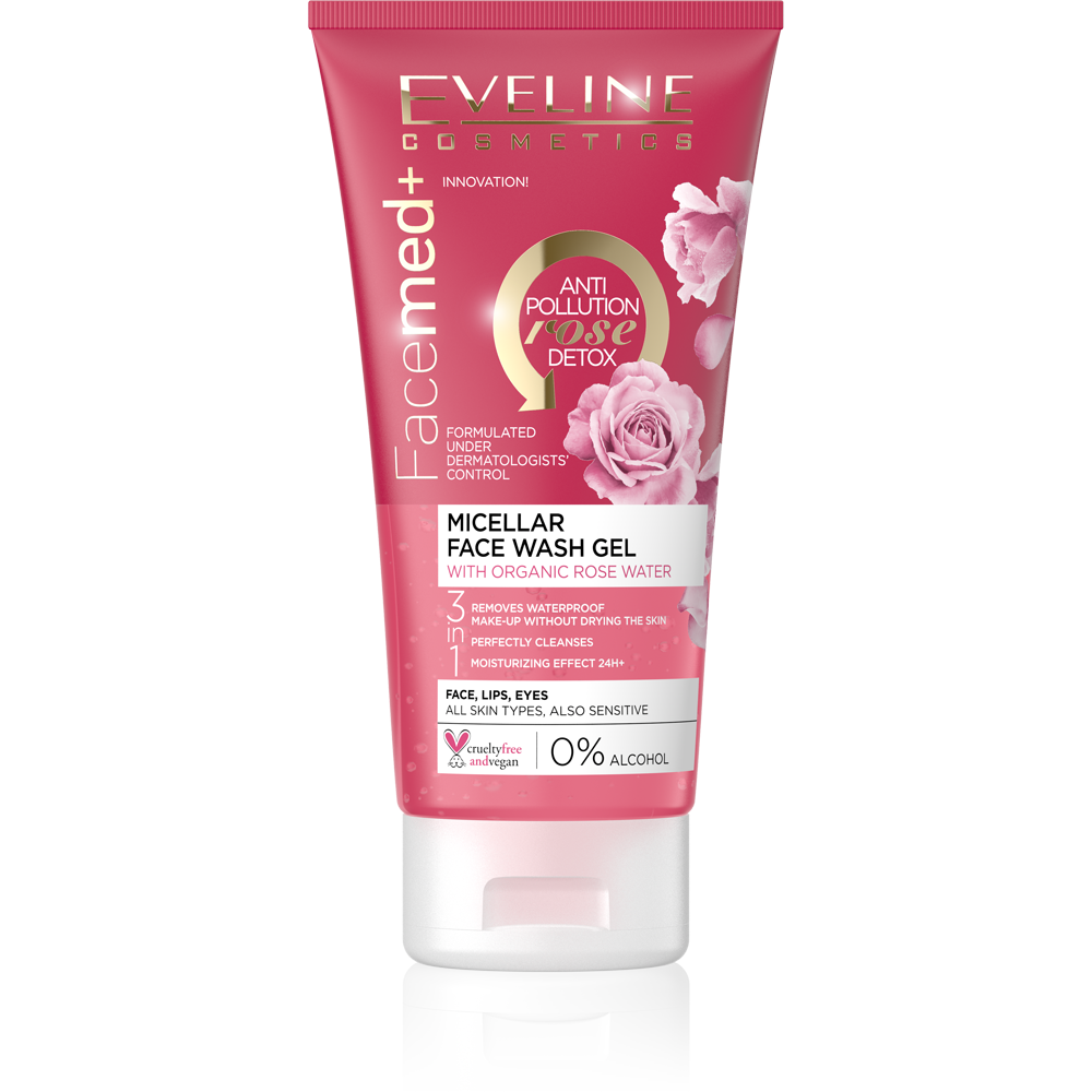 Eveline Facemed + Micellar Face Wash Gel Rose Water 150ml 1+1 Free