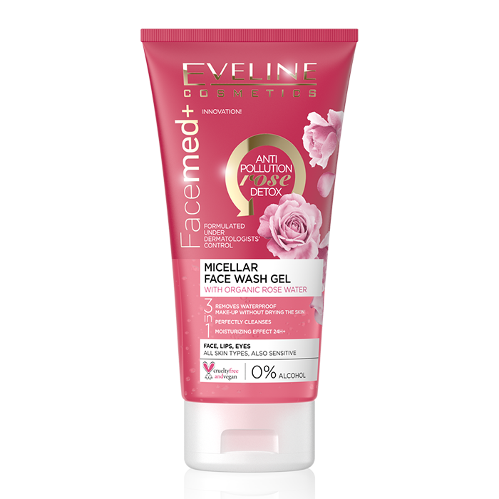 Eveline Facemed + Micellar Face Wash Gel Rose Water 150ml 1+1 Free