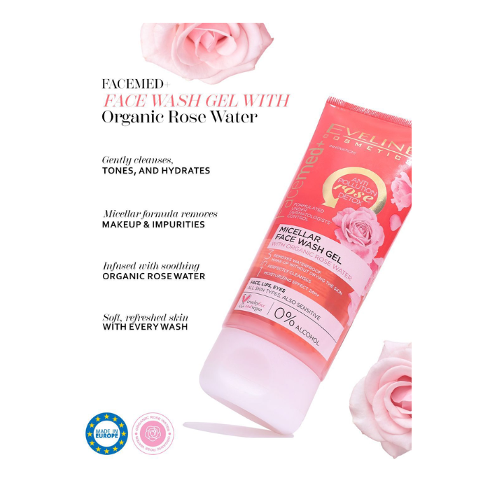 Eveline  Facemed + Micellar Face Wash Gel Rose Water 150ml