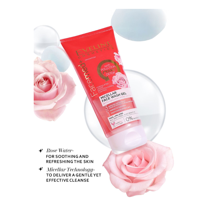 Eveline  Facemed + Micellar Face Wash Gel Rose Water 150ml