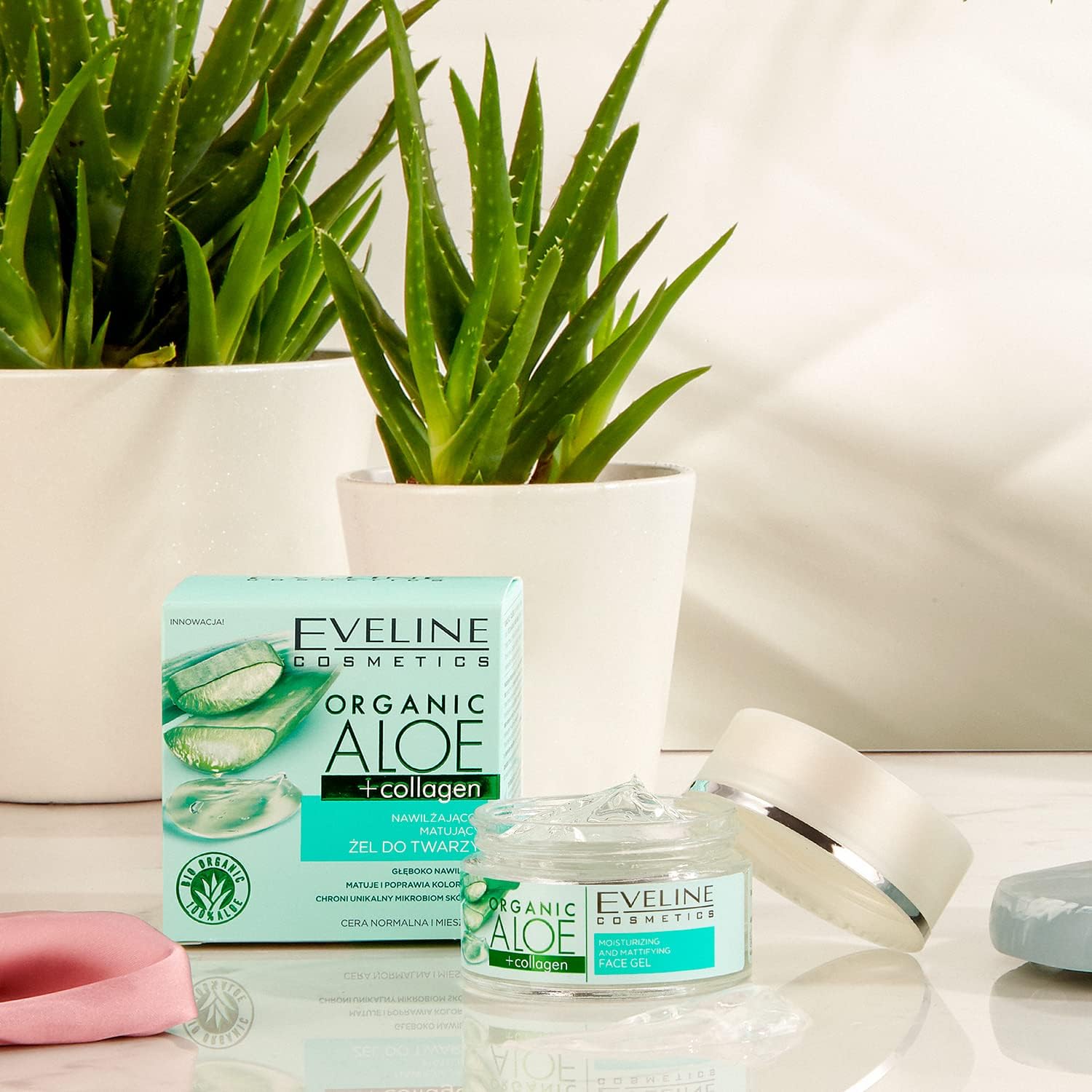 Eveline Organic Aloe + Collagen Moisturizing & Soothing Face Cream-Gel 50ml