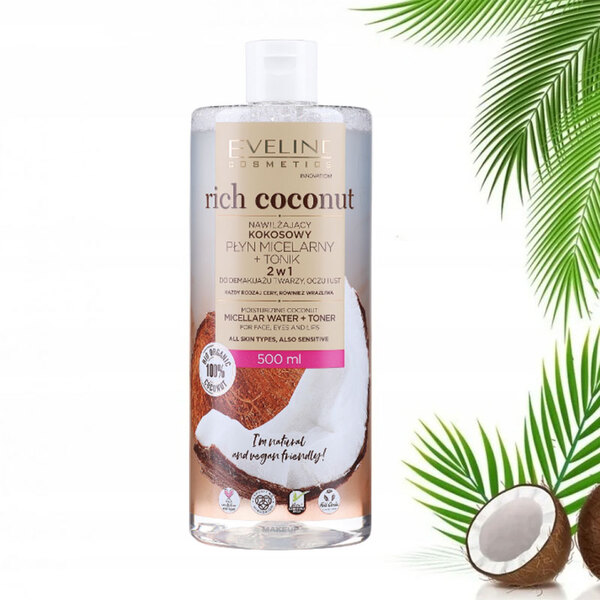Eveline Rich Coconut Moisturizing Coconut Micellar Water+Toner 2in1 500ml