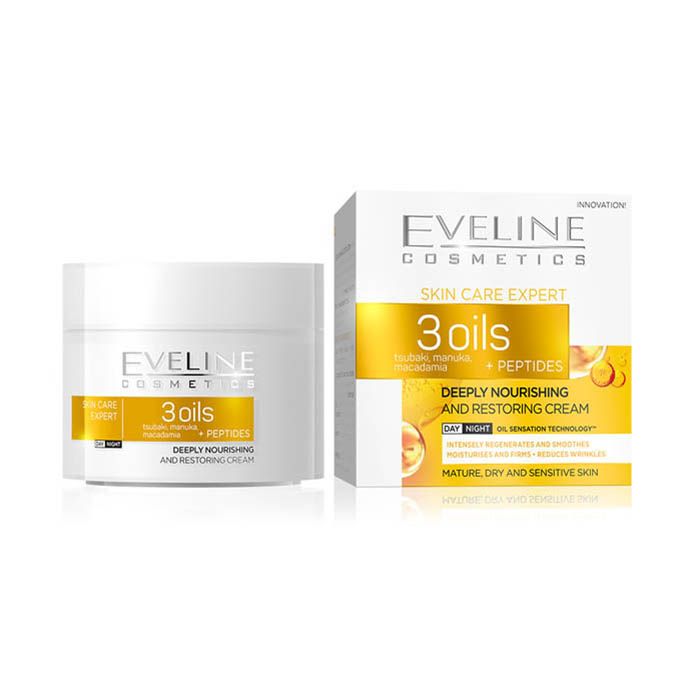 Eveline 3 Oils + Peptides Deeply Nourishing Day & Night Cream 50ml