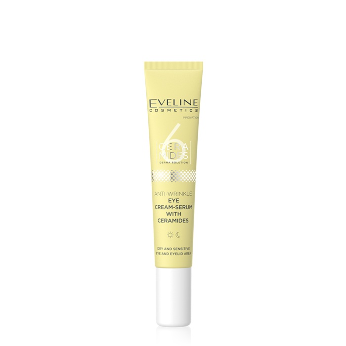 Eveline 6 Ceramides Anti-Wrinkle Eye Cream Serum, Hydrating, Firming and Brightening Treatment, 20ml