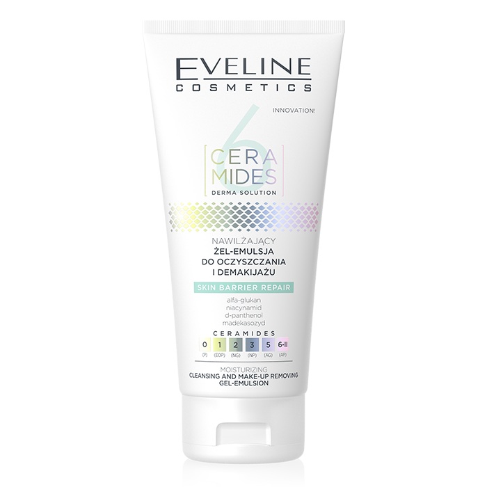 Eveline 6 Ceramides Cleansing Make-Up Emulsion, Hydrating Gel for Soft, Balanced Skin, 150ml