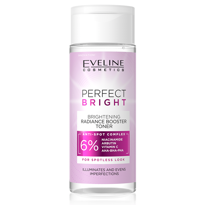 Eveline Perfect Bright Radiance Booster Toner Brightening Exfoliating Niacinamide and Vitamin C, 150ml