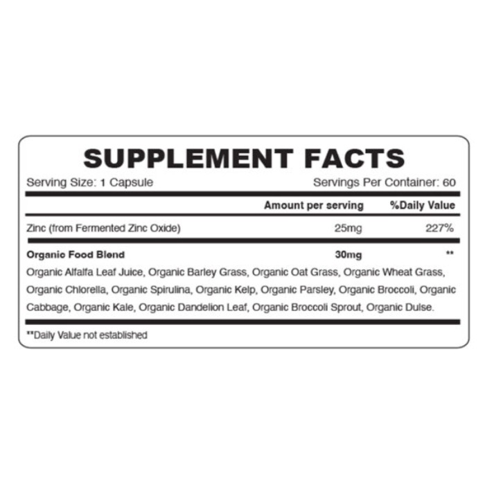 Organic Earth Zinc 25 Mg 60 Capsules
