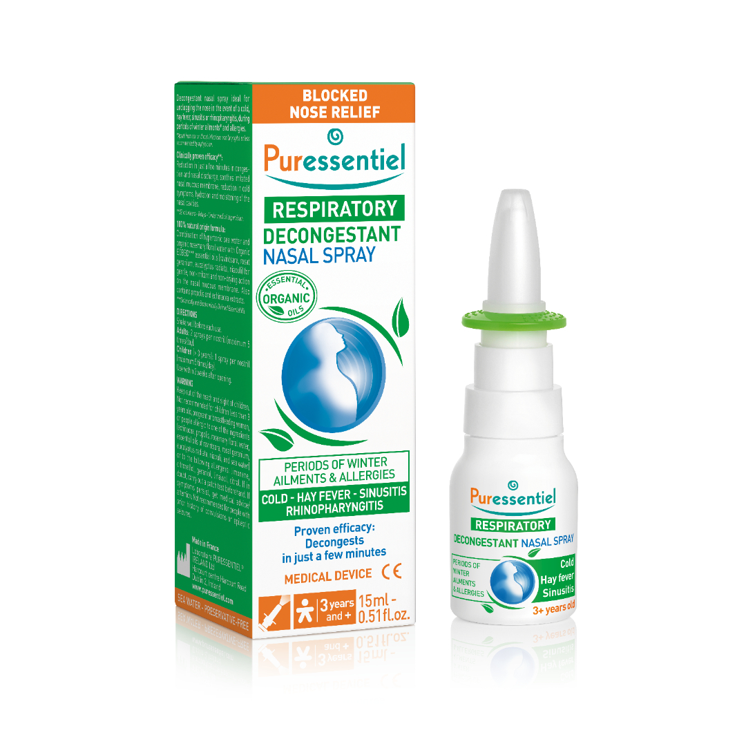 Puressentiel Respiratory Decongestant Nasal Spray, Natural Relief for Blocked Nose, Sinusitis & Allergies – 15ml