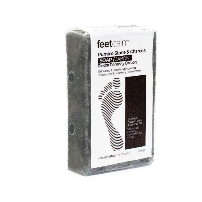 Feetcalm Body & Feet Pumice Stone & Charcoal Soap 80g