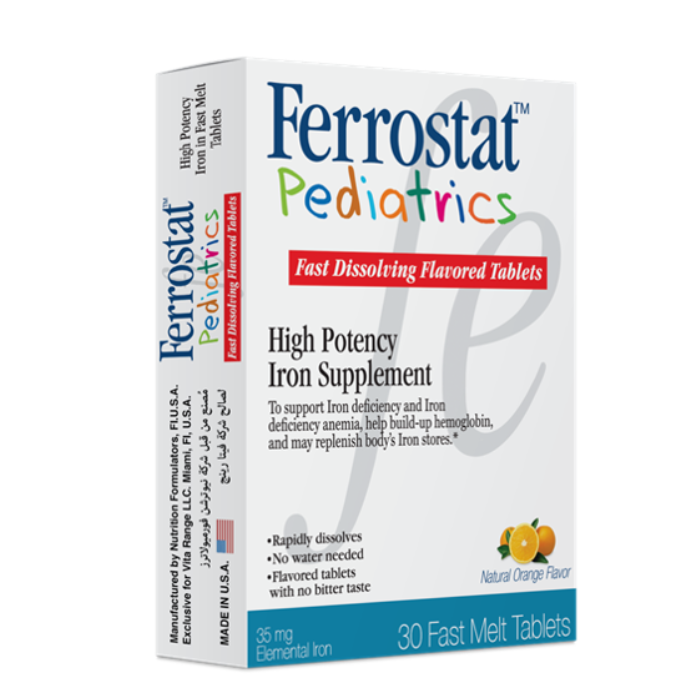 Ferrostat Pediatrics Fast Melt Tablets – Iron Supplement for Kids, Fast-Absorbing, Gentle on Stomach, Great Taste 30s