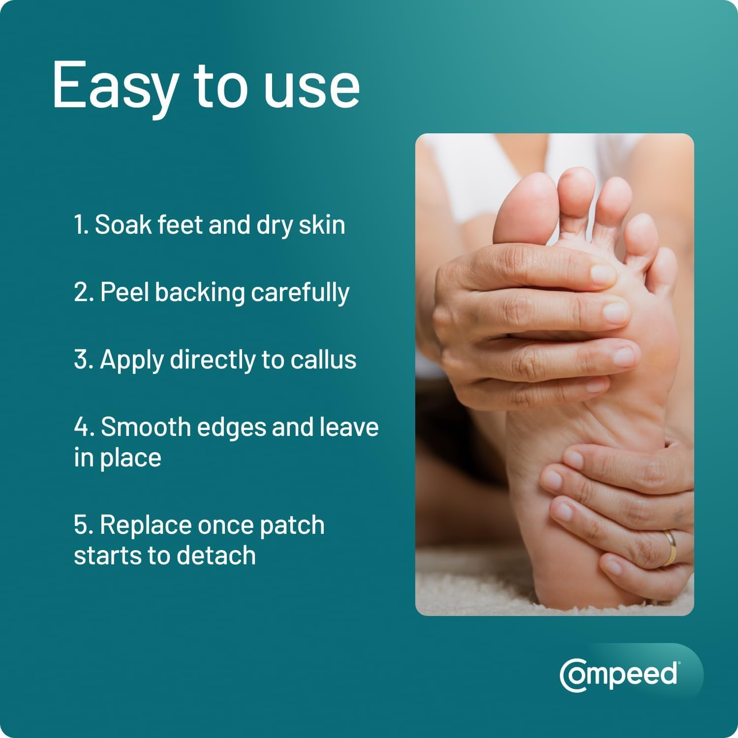 First Aid Hydrocure Hydrocolloid Callus Plasters for Pressure Relief and Skin Softening, 6 Pieces