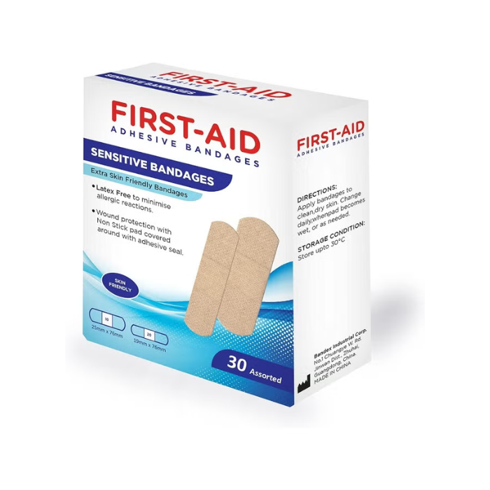 First Aid Sensitive Bandages Assorted 30'S
