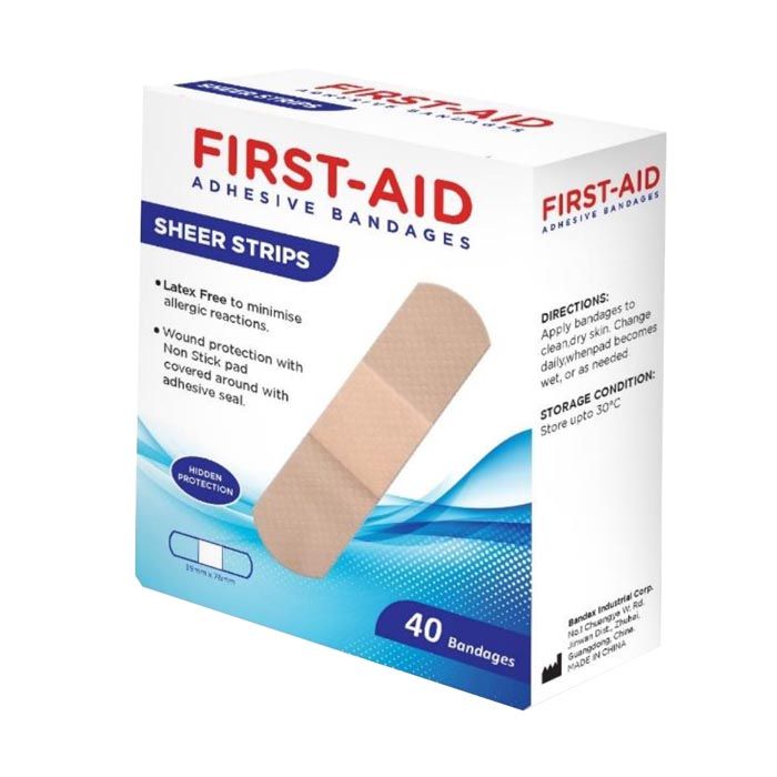 First Aid Sheer Strip Bandages 40'S-19mm X 76mm