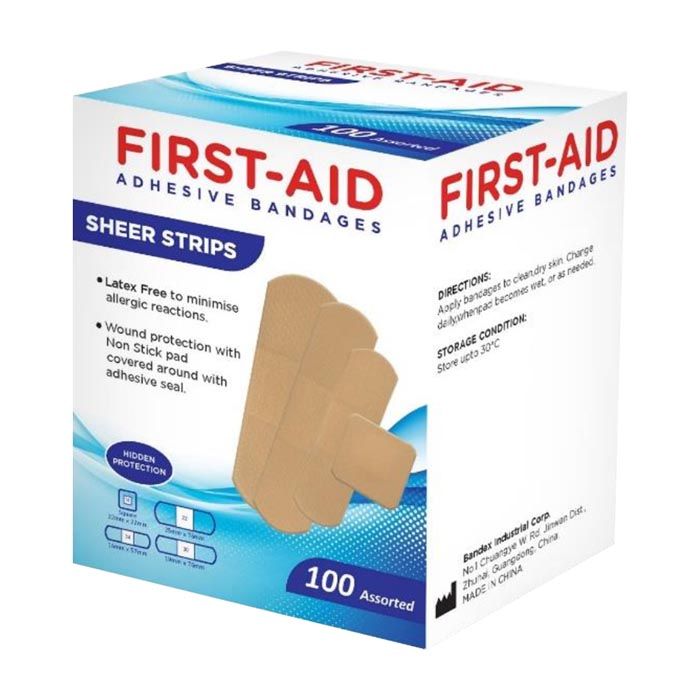 First Aid Sheer Strip Bandages Assorted 100'S