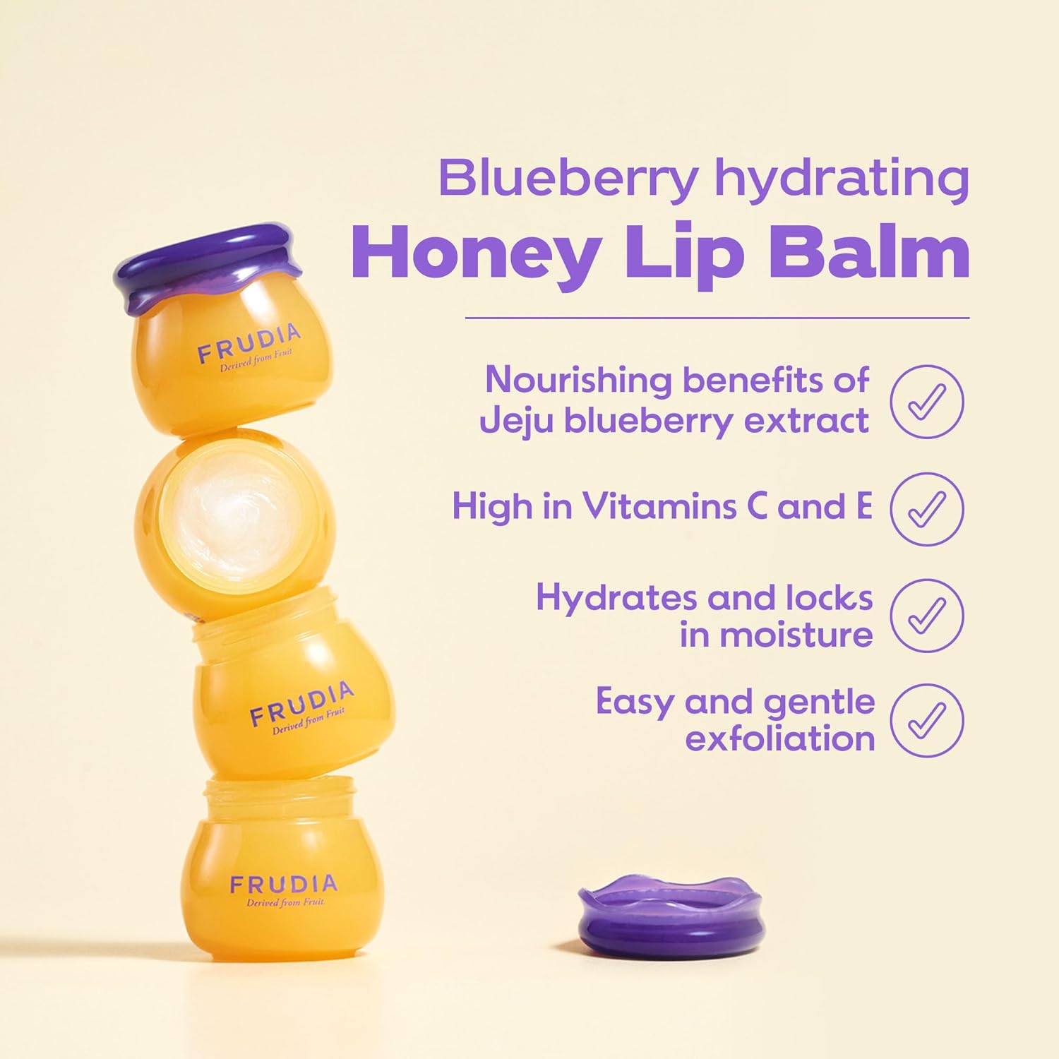 Frudia Blueberry Hydrating Honey Lip Balm, Deep Moisture, Exfoliating, Plumping Care, 10ml