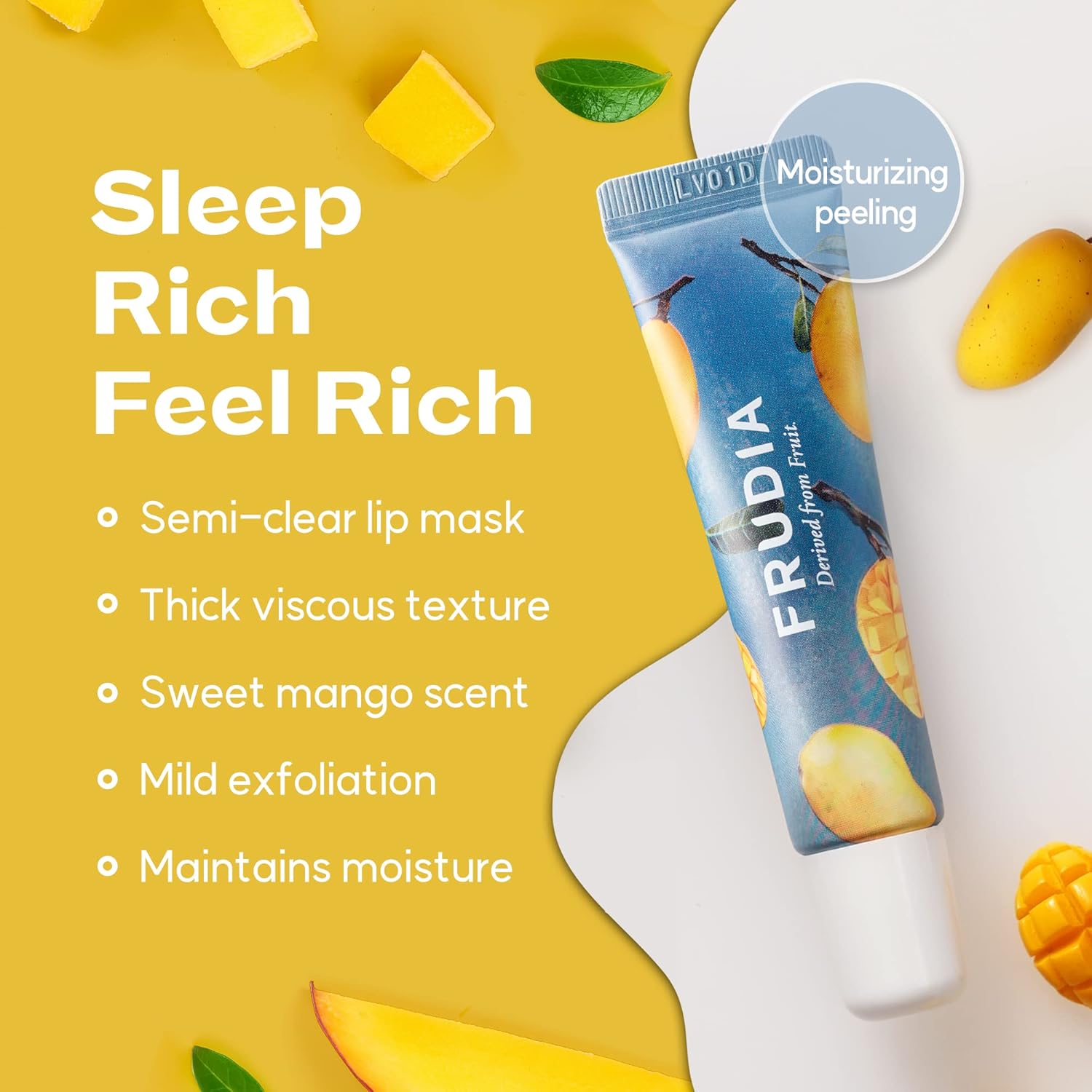 Frudia Mango Honey Sleep Mask, Overnight Hydrating Repair Mask for Smooth, Plump, Soft Lips, 10g