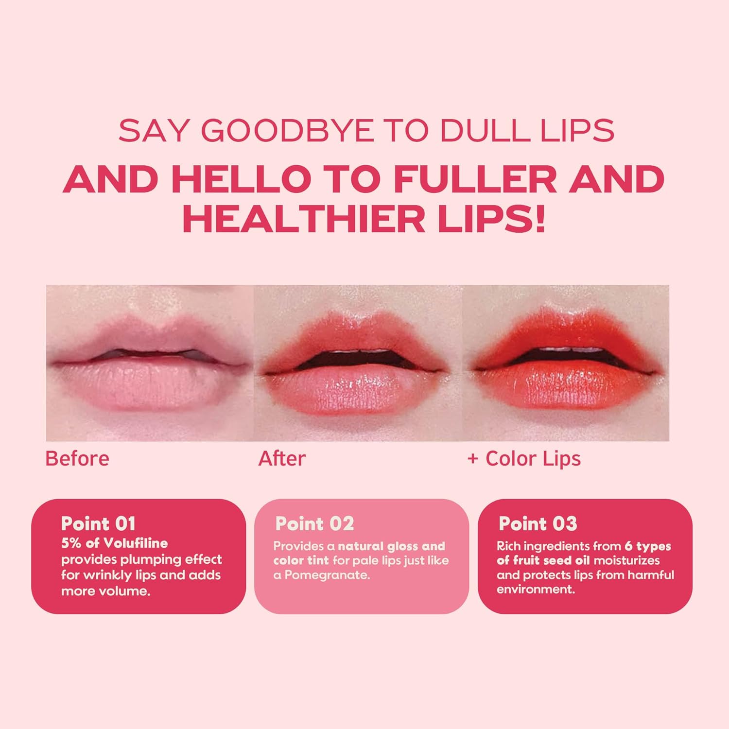 Frudia Pomegranate Honey 3-In-1 Lip Balm, Moisturizing, Plumping and Tinted Lip Care for Soft, Glossy Lips, 10ml