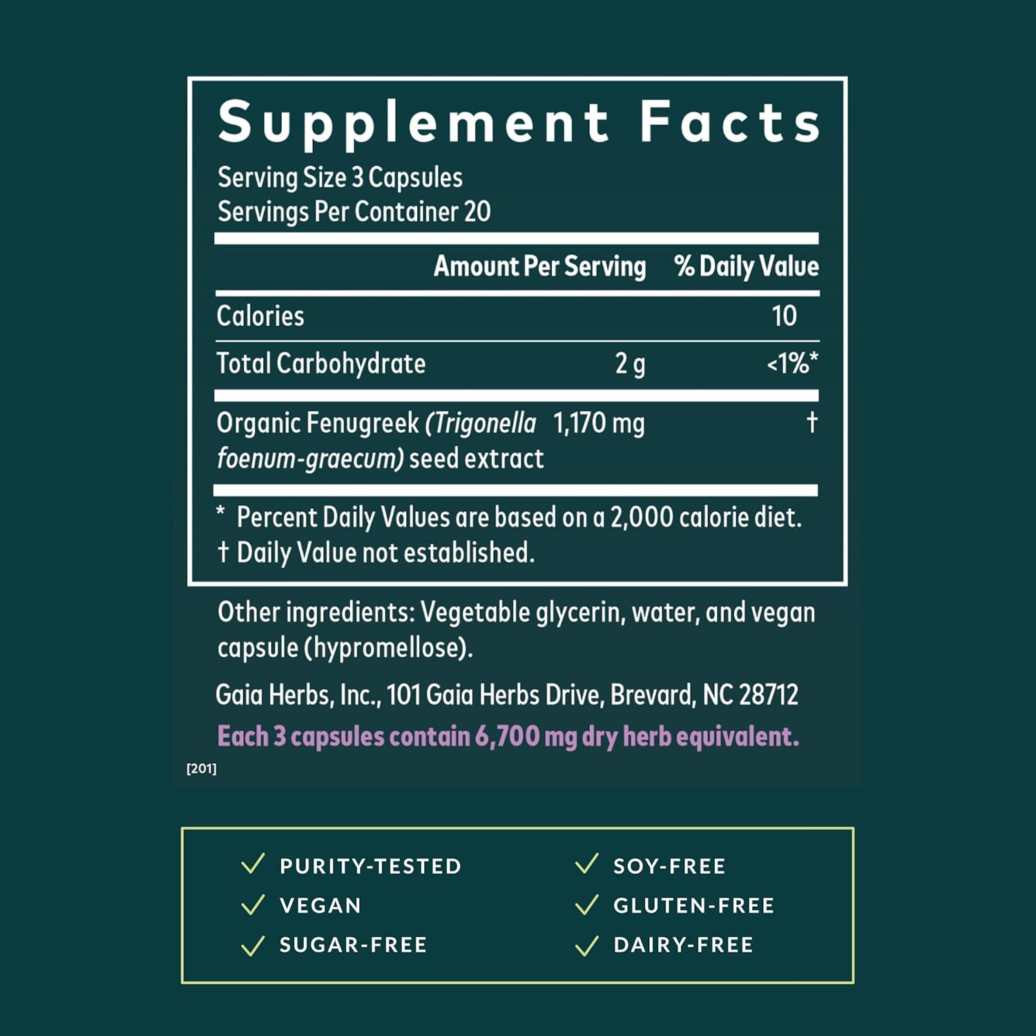 Gaia Herbs Fenugreek Seed 60 Capsules