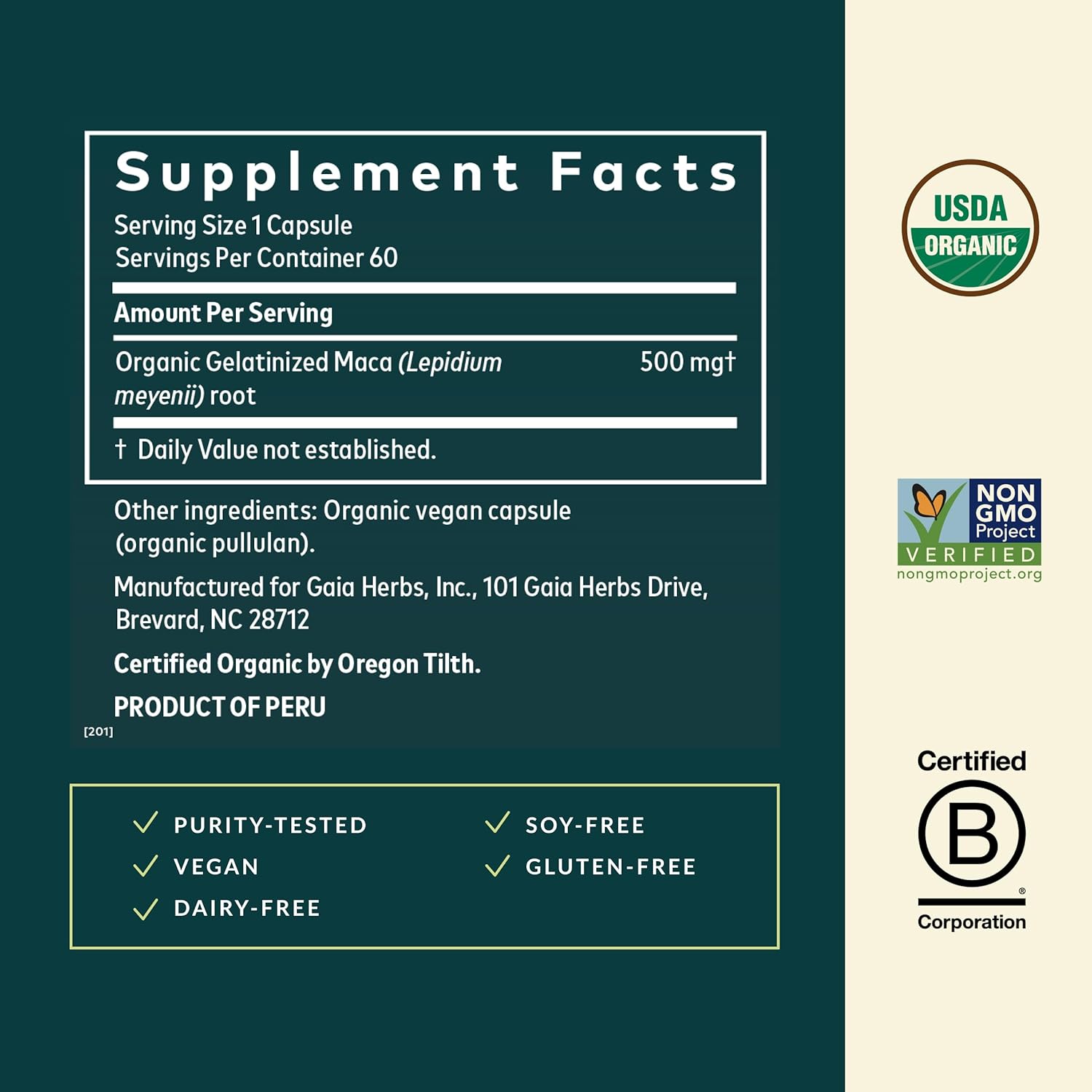 Gaia Herbs Maca Root 60 Capsules