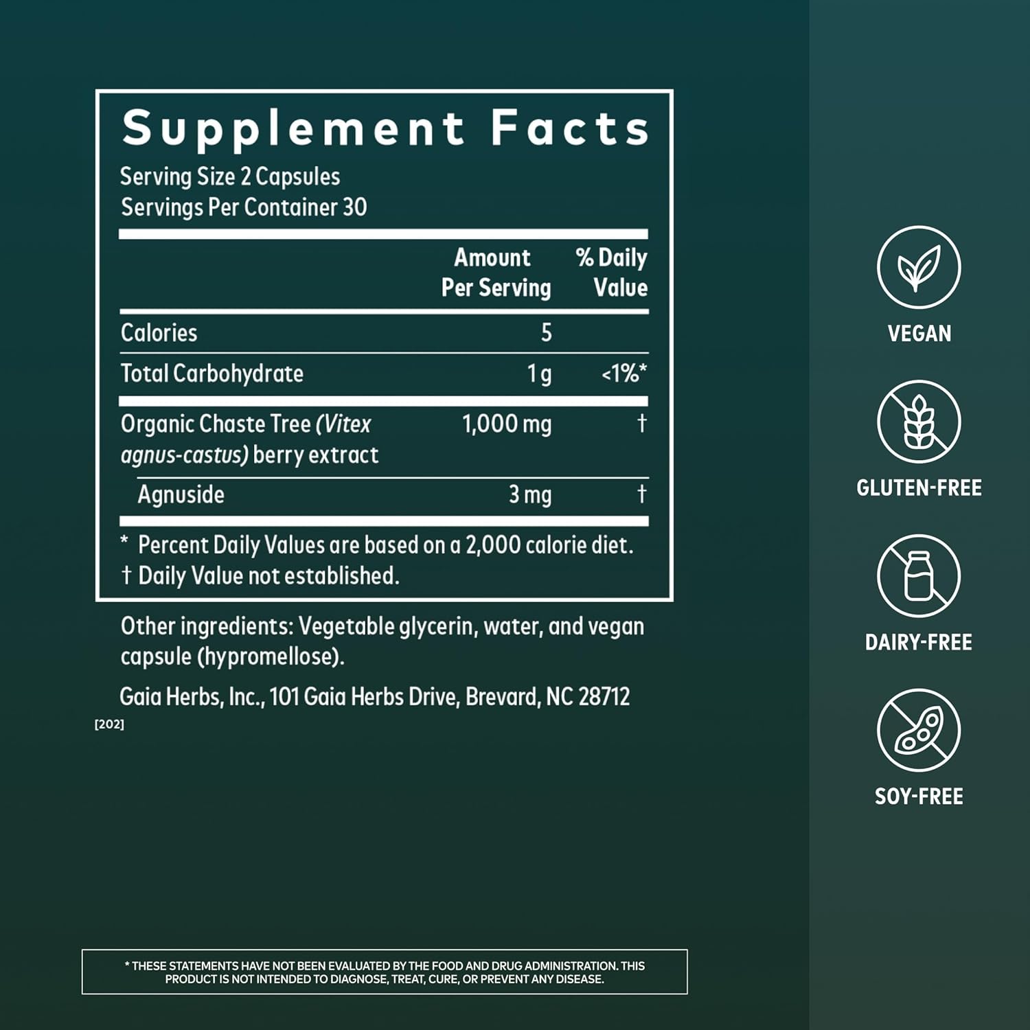 Gaia Herbs Vitex Berry Women's Health Support 60 Capsules
