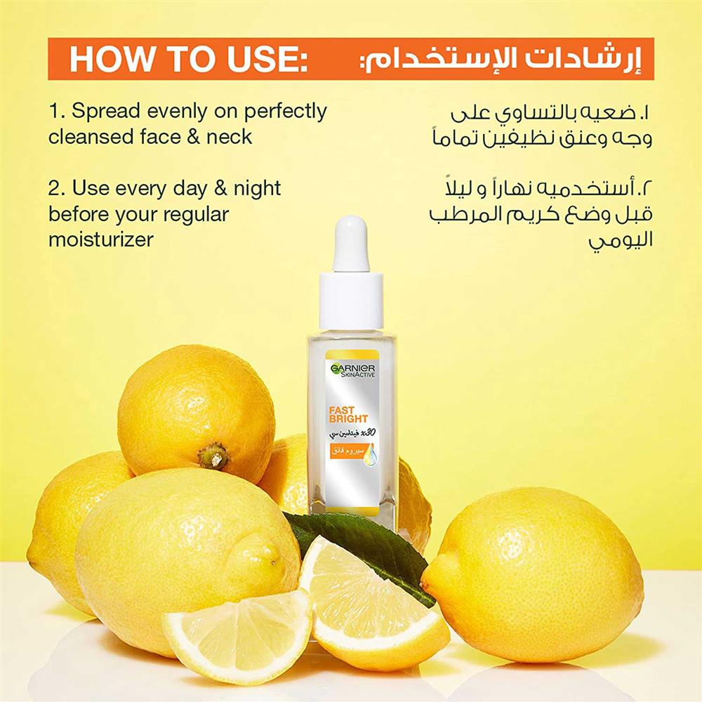 Garnier SkinActive Fast Bright Vitamin C Booster Serum for Dark Spots & Glow, 30ml