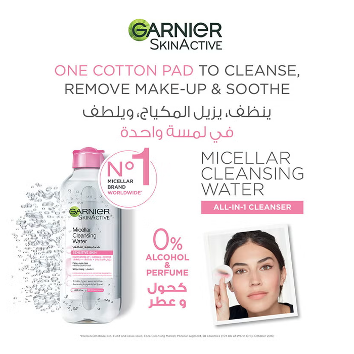 Garnier SkinActive Micellar Cleansing Water 400ml + Micellar with Vitamin C Cleansing Water, 100ml